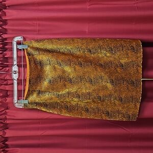 Vintage Orange Velour Snake Print High Waist Skirt